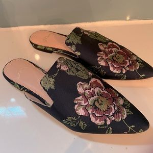 J. Crew Pointy Floral Embroidered Mules